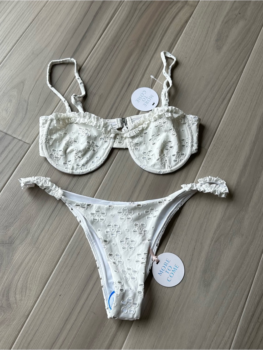 White Eyelet Underwire Bikini Set - More & More